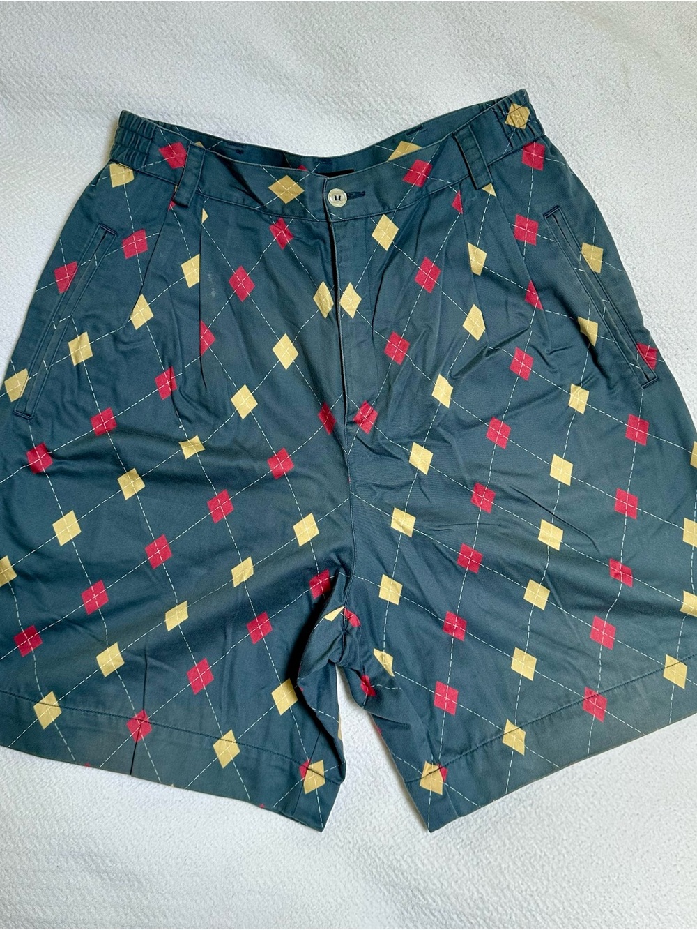 Vintage Lizsport Women's Green Argyle Pattern Golf Shorts